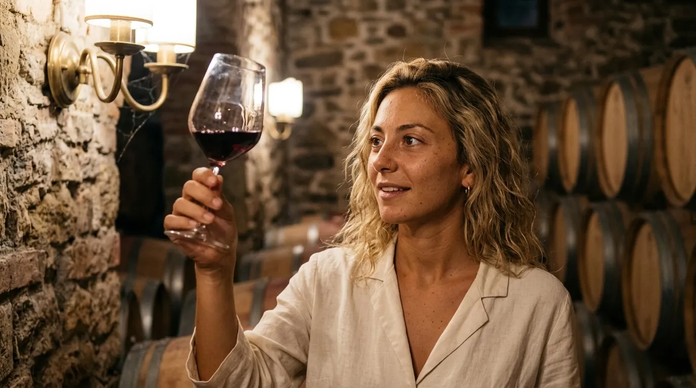 Degustazione di vino con calici su un tavolo