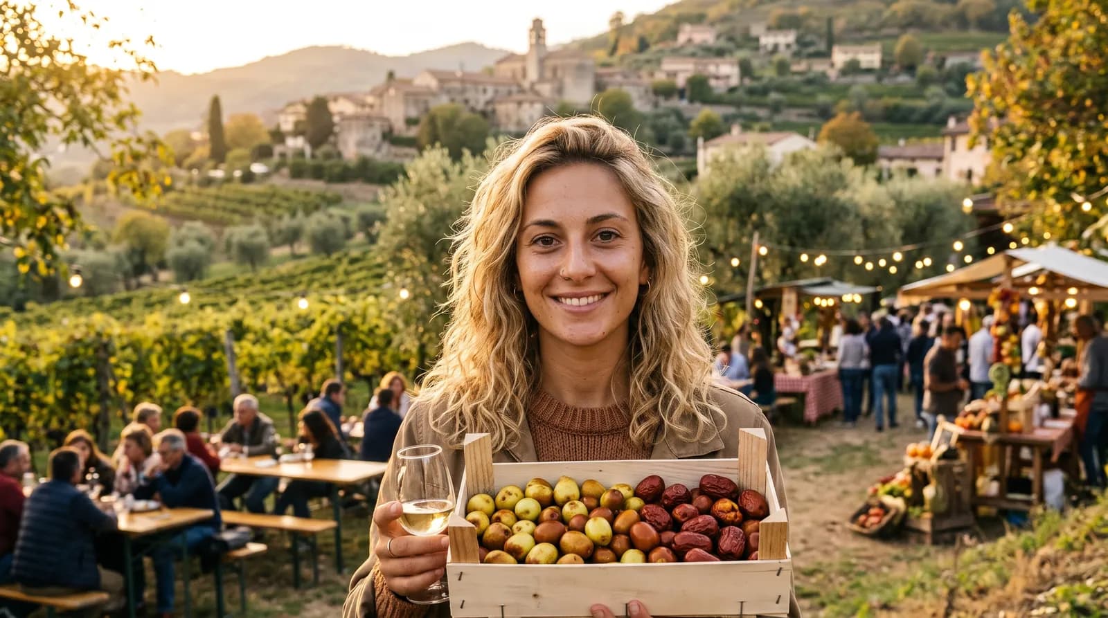 Festa di paese con bancarelle di prodotti tipici vicino Padova